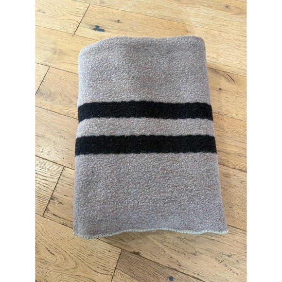 Other - Vintage Wool Blanket Grey Black Stripe Camp Bed Throw Cozy Warm‎